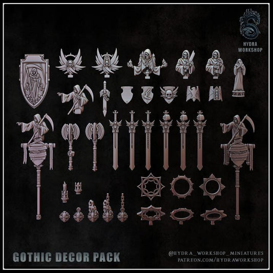 Grimdark Bit Set Gothic Dekor Set A –  Bit Pack Set 41 Parts Proxy Miniatures for Tabletop Wargaming