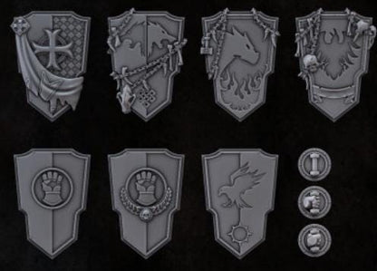 Grimdark Bit Set Shield Set –  Bit Pack Set 22 Parts Proxy Miniatures for Tabletop Wargaming