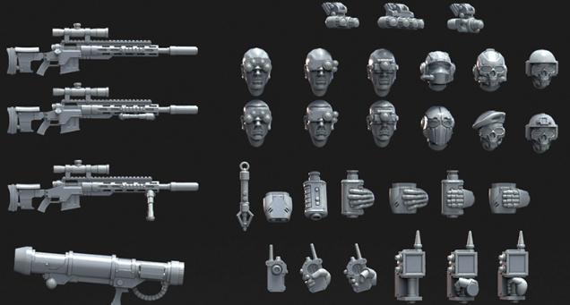 Grimdark Bit Set Special Forces Miltiarum –  Bit Pack Set 83 Parts Proxy Miniatures for Tabletop Wargaming