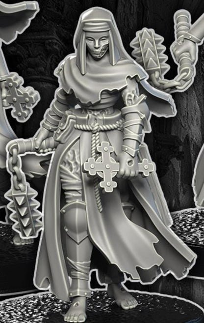 3 Miniatures Grimdark Trench Warfare Proxy Gaelic – Holy Nun Set by Dimomodels