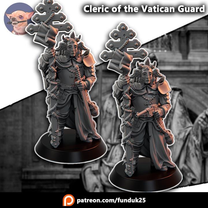 Grimdark Trench Warfare Proxy Miniature –Papal Vatican Cleric – Tabletop Figure