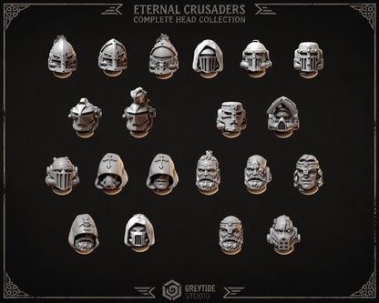 Grimdark Eternal Crusaders Helmet Bit Set | 20 Gothic Crusader Helmets | Premium Resin Upgrade Bits | 28mm & 32mm