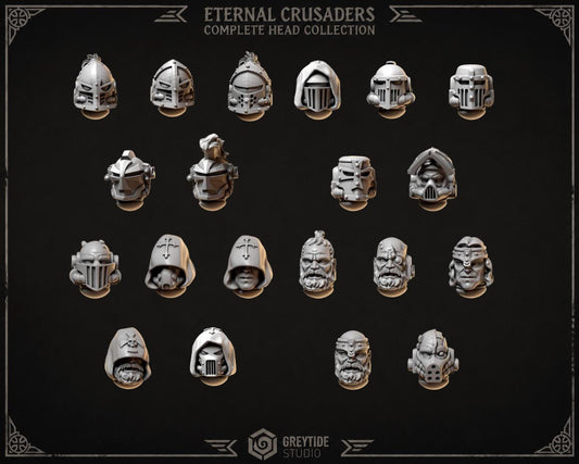 Grimdark Eternal Crusaders Helmet Bit Set | 20 Gothic Crusader Helmets | Premium Resin Upgrade Bits | 28mm & 32mm
