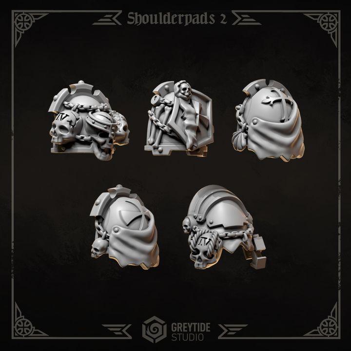 Grimdark Eternal Crusaders Shoulder Bit Set | 15 Gothic Crusader Helmets | Premium Resin Upgrade Bits | 28mm & 32mm