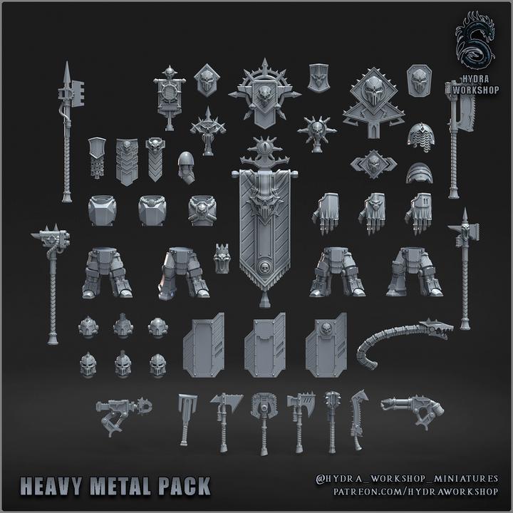 Grimdark Bit Set Heavy Metal –  Bit Pack Set Proxy Miniatures for Tabletop Wargaming 62 Parts