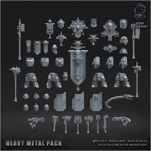 Grimdark Bit Set Heavy Metal –  Bit Pack Set Proxy Miniatures for Tabletop Wargaming 62 Parts