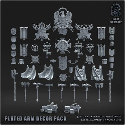 Grimdark Bit Set Plated Arm –  Bit Pack Set Proxy Miniatures for Tabletop Wargaming 74 Parts