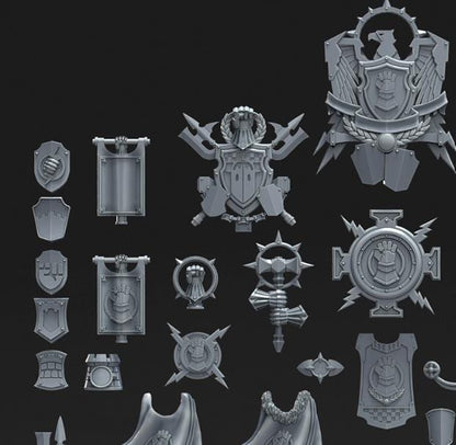 Grimdark Bit Set Plated Arm –  Bit Pack Set Proxy Miniatures for Tabletop Wargaming 74 Parts
