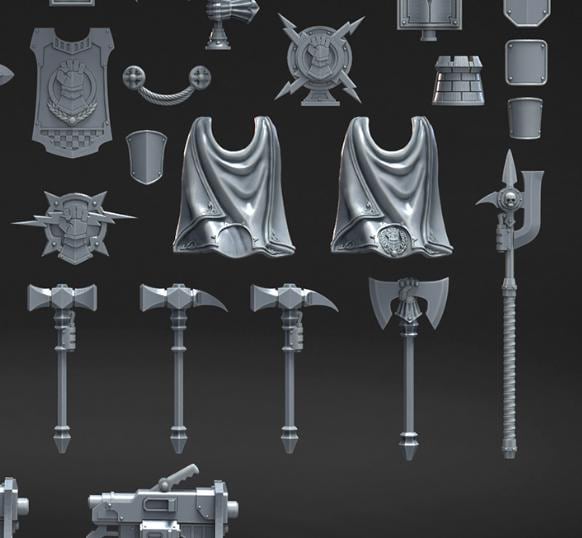 Grimdark Bit Set Plated Arm –  Bit Pack Set Proxy Miniatures for Tabletop Wargaming 74 Parts