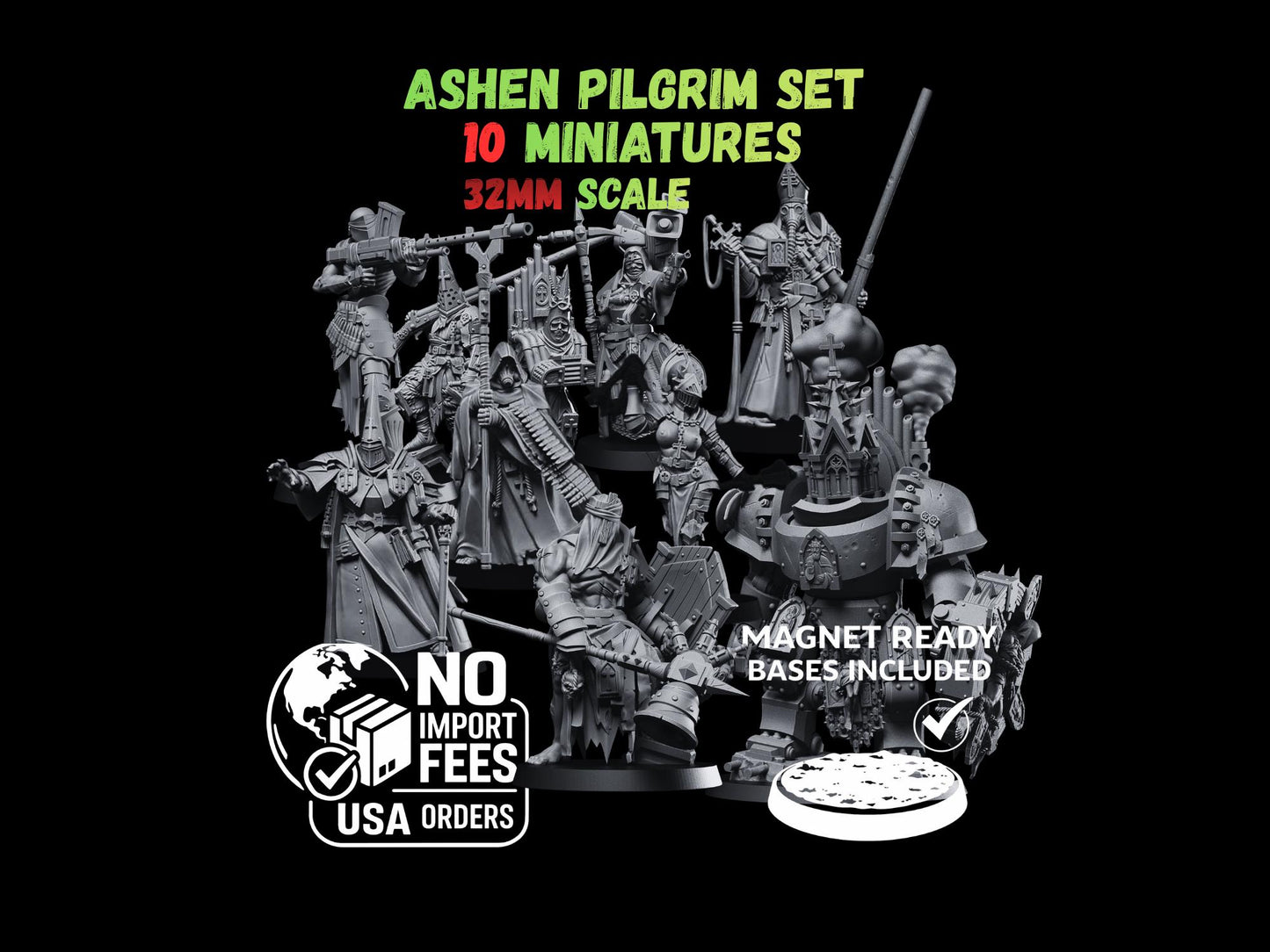 Grimdark Trench Warfare Pilgrim Ashen Complete Army – 32mm Resin Proxy Miniatures Warband(USA PDDP Paid)