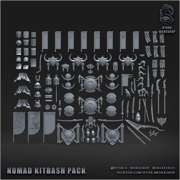 Grimdark Bit Set Mongol Nomand Pack –  Bit Pack Set 134 Parts Proxy Miniatures for Tabletop Wargaming
