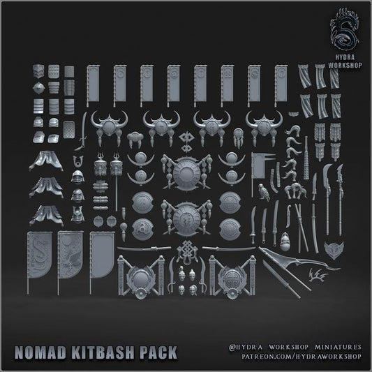Grimdark Bit Set Mongol Nomand Pack –  Bit Pack Set 134 Parts Proxy Miniatures for Tabletop Wargaming