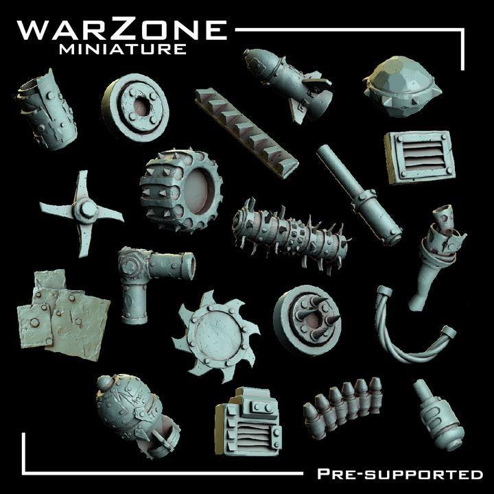 Grimdark Bit Set Orcs Kitbash –  Scraplands Kitbash Vol. 01 Set 20 Parts Proxy Miniatures for Tabletop Wargaming