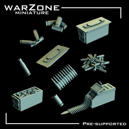 Grimdark Bit Set Kitbash –  Ammo Crates & Bullet Set 10 Parts Proxy Miniatures for Tabletop Wargaming