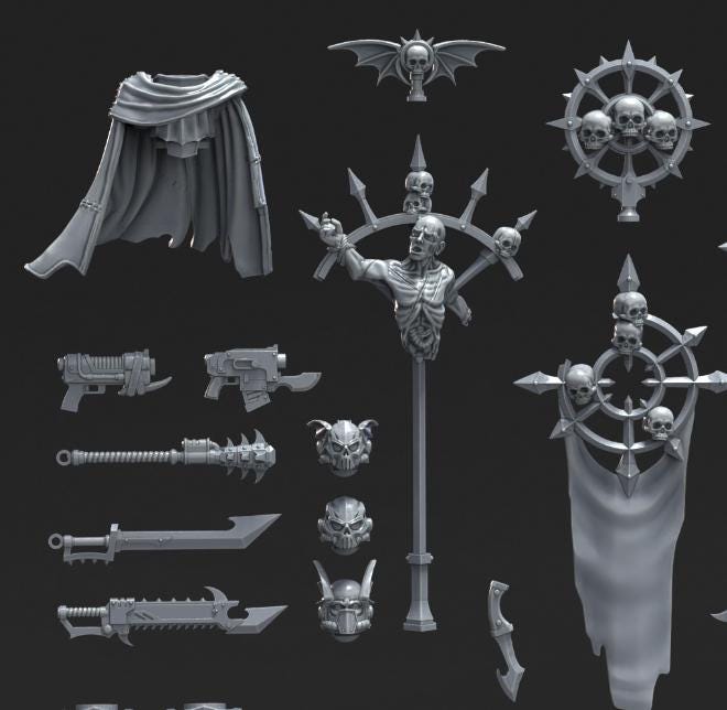 Grimdark Bit Set Terror Set –  Bit Pack Set 50 Parts Proxy Miniatures for Tabletop Wargaming