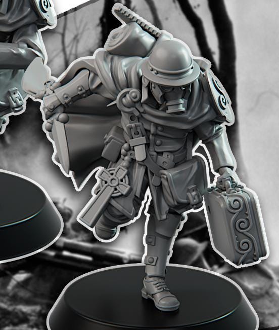 Grimdark Trench Proxy Miniature –Gaelic Medic Trooper Force Soldier – Tabletop Figure
