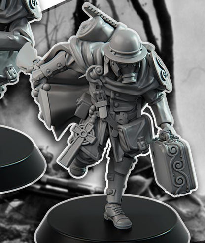 Grimdark Trench Proxy Miniature –Gaelic Medic Trooper Force Soldier – Tabletop Figure