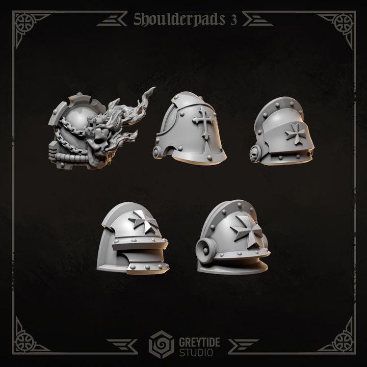 Grimdark Eternal Crusaders Shoulder Bit Set | 15 Gothic Crusader Helmets | Premium Resin Upgrade Bits | 28mm & 32mm