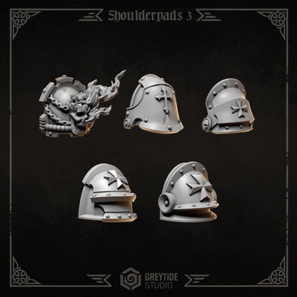Grimdark Eternal Crusaders Shoulder Bit Set | 15 Gothic Crusader Helmets | Premium Resin Upgrade Bits | 28mm & 32mm