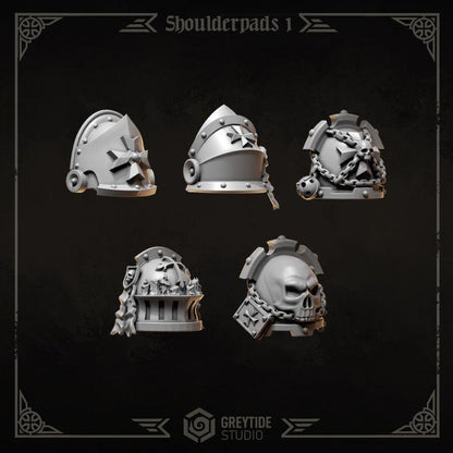 Grimdark Eternal Crusaders Shoulder Bit Set | 15 Gothic Crusader Helmets | Premium Resin Upgrade Bits | 28mm & 32mm