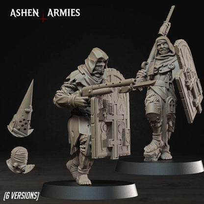6 Minitures Grimdark Trench Warfare Proxy Miniatures – Pilgrims Expansion Set Shotgun Shield Ashen Armies