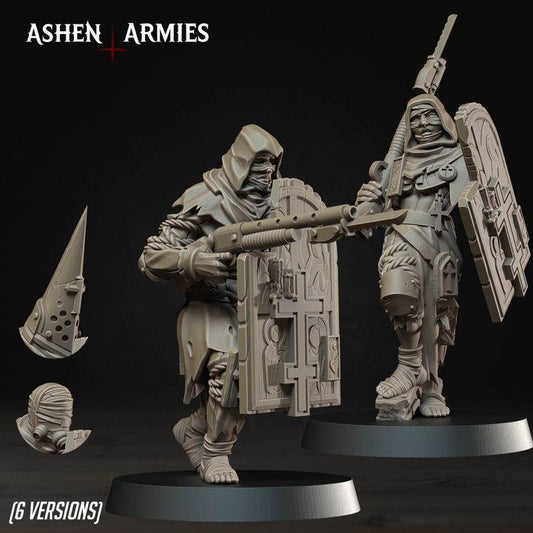 6 Minitures Grimdark Trench Warfare Proxy Miniatures – Pilgrims Expansion Set Shotgun Shield Ashen Armies