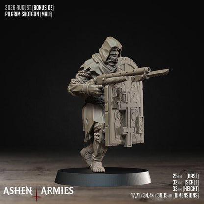 6 Minitures Grimdark Trench Warfare Proxy Miniatures – Pilgrims Expansion Set Shotgun Shield Ashen Armies