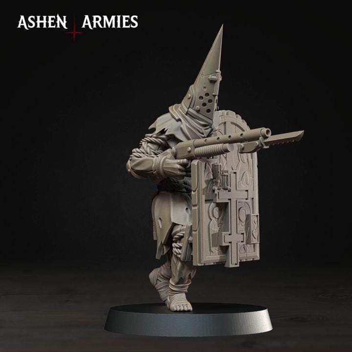 6 Minitures Grimdark Trench Warfare Proxy Miniatures – Pilgrims Expansion Set Shotgun Shield Ashen Armies