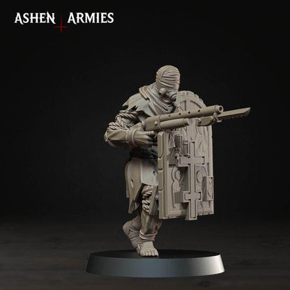 6 Minitures Grimdark Trench Warfare Proxy Miniatures – Pilgrims Expansion Set Shotgun Shield Ashen Armies