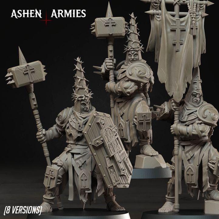 20 Variant Minitures Grimdark Trench Warfare Proxy Miniatures – Pilgrims Zealots Expansion Set Ashen Armies 2 Poses 6 Bodys