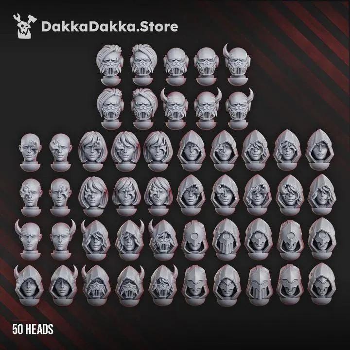 Grimdark Bit Set Disgusting Sisters –  Bit Pack Heads 50 Set Proxy Miniatures for Tabletop Wargaming
