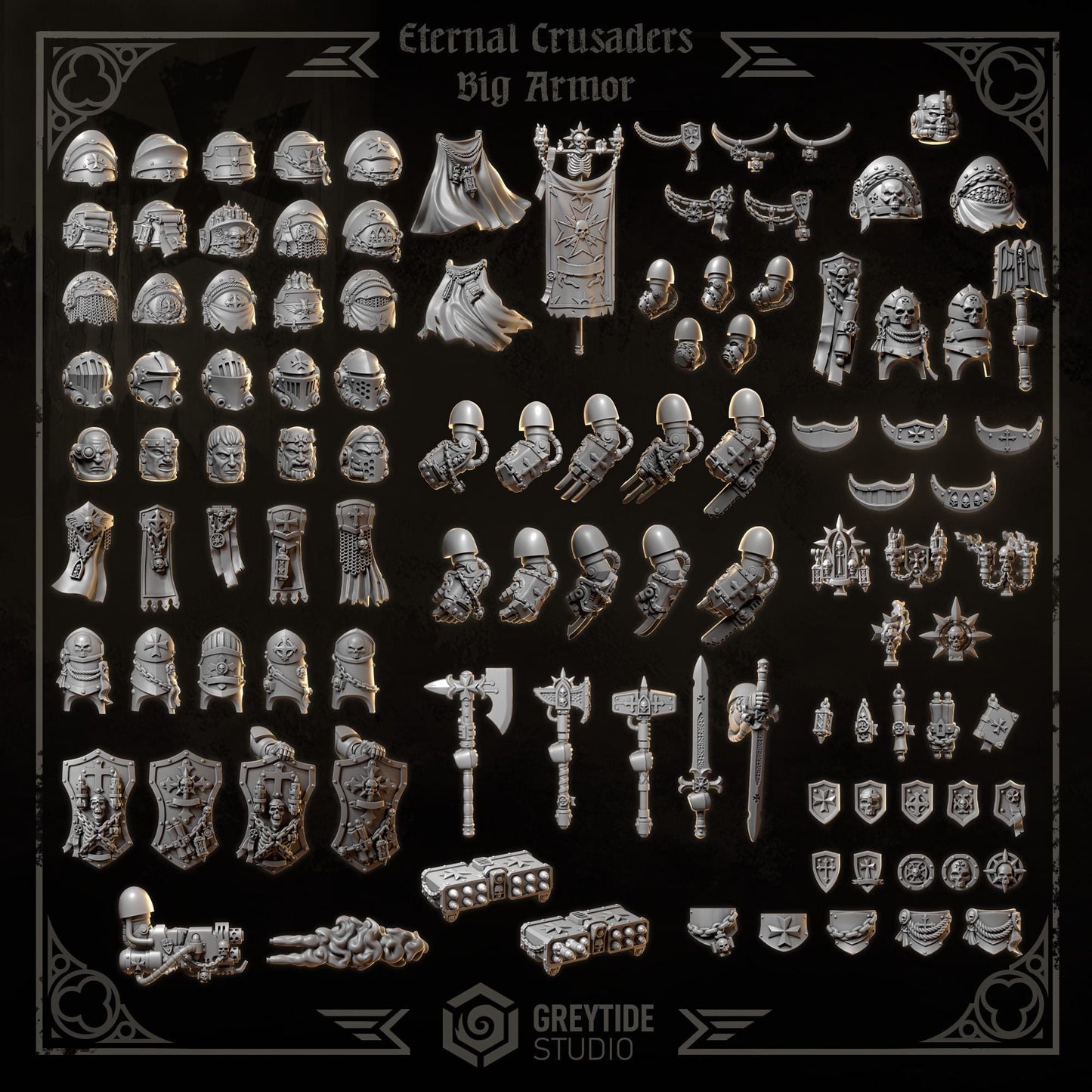 Grimdark Bit Set Eternal Crusaders Big Armor Full Set –  Bit Pack Set 110 Parts Proxy Miniatures for Tabletop Wargaming