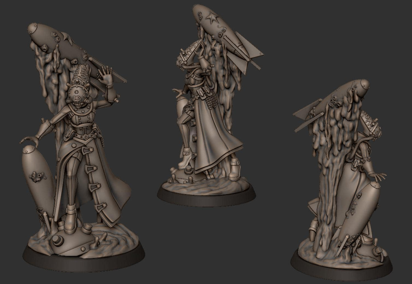 Grimdark Trench Warfare Proxy Miniature –Naval Sea Witch– Tabletop Figure Dimomodels
