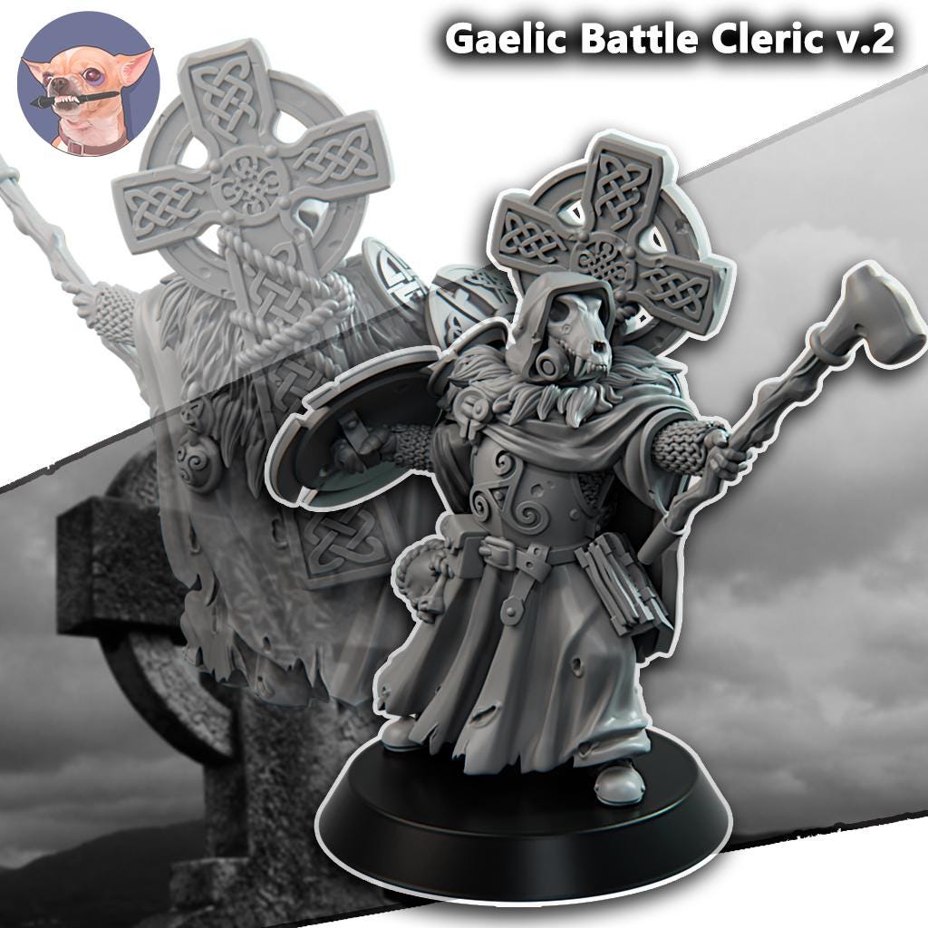 Grimdark Trench Proxy Miniature –Gaelic Battle Cleric – Tabletop Figure