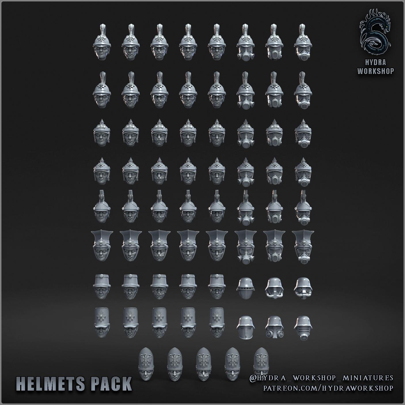 69 Grimdark Trench Warfare Bit European Heads –  Bit Pack Set Proxy Miniatures for Tabletop Wargaming