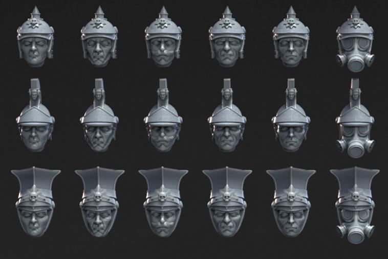 69 Grimdark Trench Warfare Bit European Heads –  Bit Pack Set Proxy Miniatures for Tabletop Wargaming