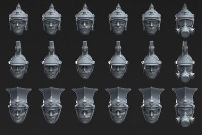 69 Grimdark Trench Warfare Bit European Heads –  Bit Pack Set Proxy Miniatures for Tabletop Wargaming
