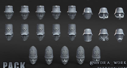 69 Grimdark Trench Warfare Bit European Heads –  Bit Pack Set Proxy Miniatures for Tabletop Wargaming