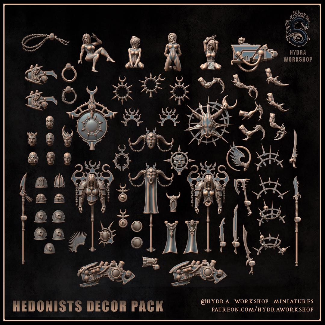 Grimdark Sci Fi Trench Warfare Bit Set Hedonist Demon –  100 Parts Bit Pack Set Proxy Miniatures for Tabletop Wargaming
