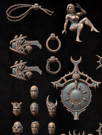 Grimdark Sci Fi Trench Warfare Bit Set Hedonist Demon –  100 Parts Bit Pack Set Proxy Miniatures for Tabletop Wargaming