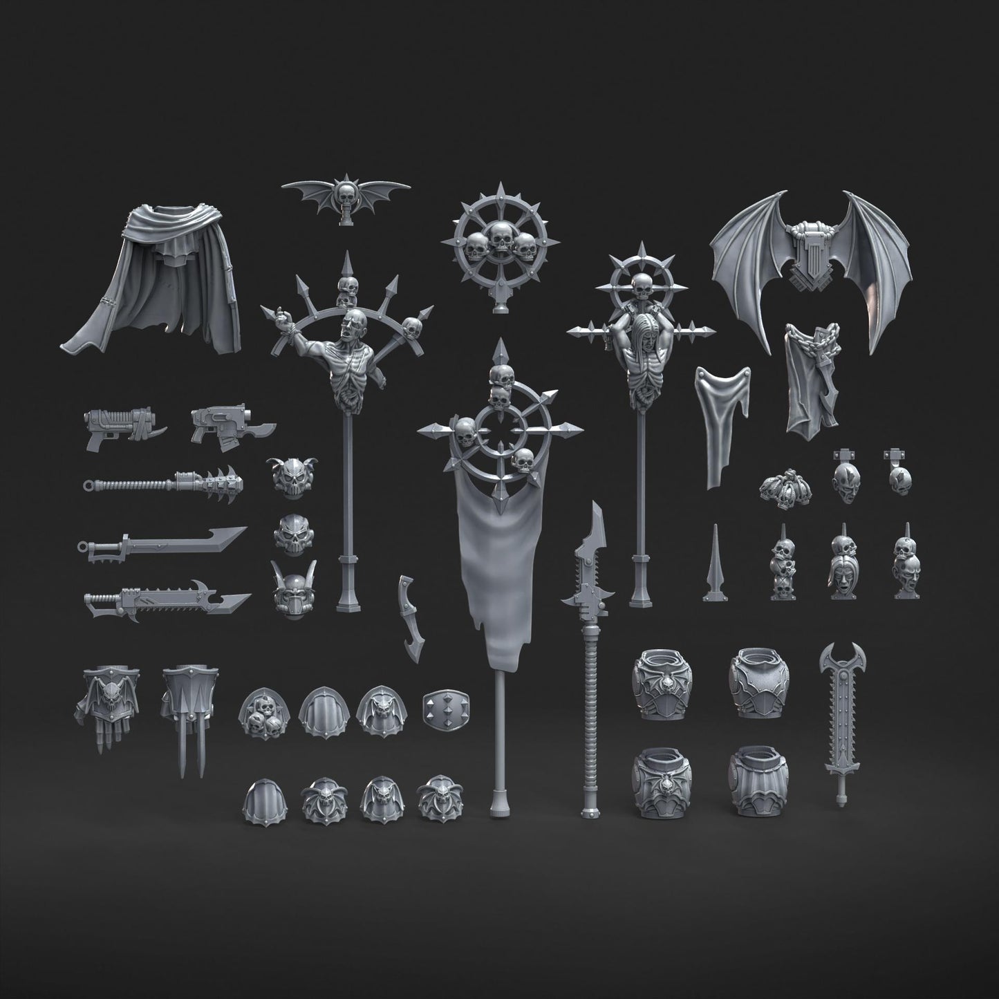 Grimdark Bit Set Terror Set –  Bit Pack Set 50 Parts Proxy Miniatures for Tabletop Wargaming
