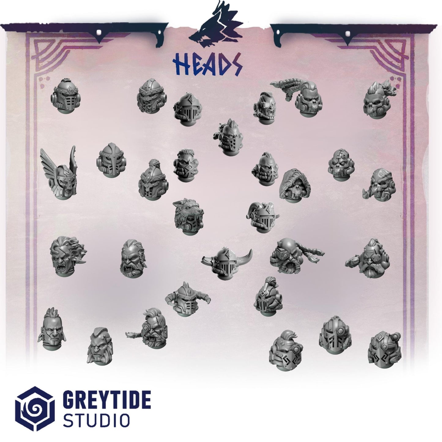 Grimdark Bit Set Primal Hounds HeadsSet –  Bit Pack Set 30 Parts Proxy Miniatures for Tabletop Wargaming