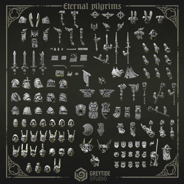 Grimdark Bit Set Eternal Pilgrims Trooper Full Set –  Bit Pack Set 140 Parts Proxy Miniatures for Tabletop Wargaming