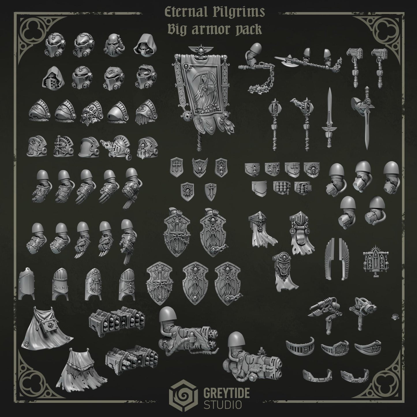Grimdark Bit Set Eternal Pilgrims Big Armor Full Set –  Bit Pack Set 90 Parts Proxy Miniatures for Tabletop Wargaming