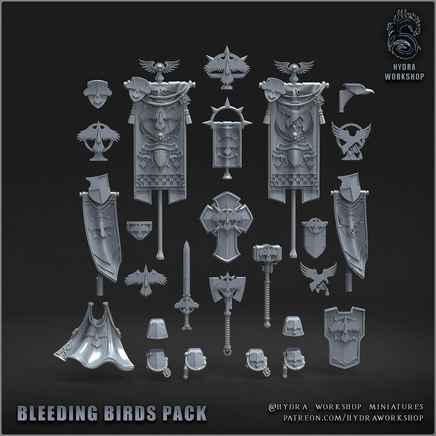 Grimdark Bit Set Bleeding Bird Set –  Bit Pack Set 47 Parts Proxy Miniatures for Tabletop Wargaming