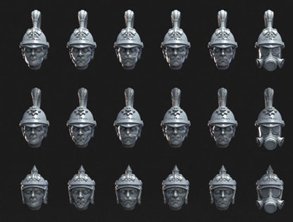 69 Grimdark Trench Warfare Bit European Heads –  Bit Pack Set Proxy Miniatures for Tabletop Wargaming